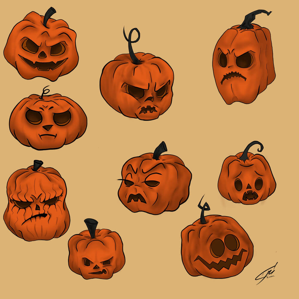 how to draw a pumpkin face