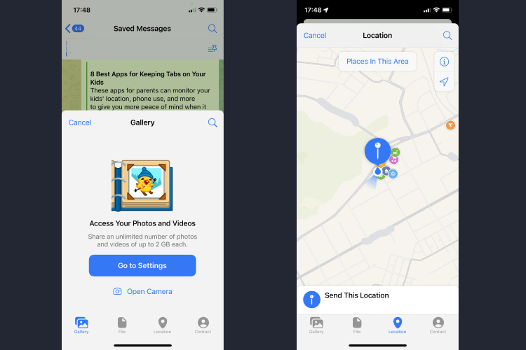 Location By Using the Telegram App