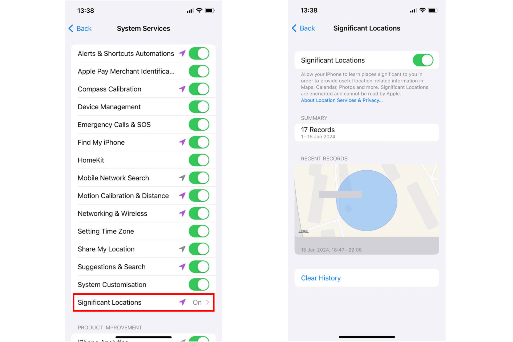 how to check the history location of iphone in icloud