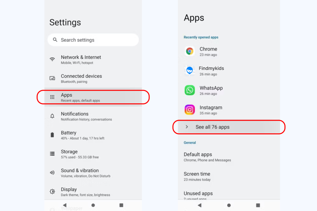 how to open hidden apps on android