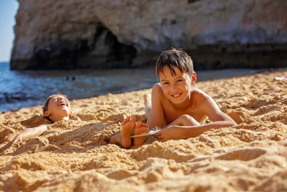 kids playing on beach