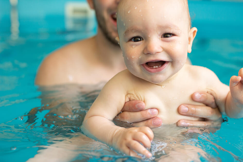 can 3 month old go in pool