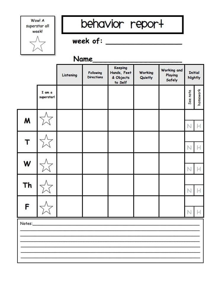 behavior chart for kids